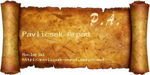 Pavlicsek Árpád névjegykártya